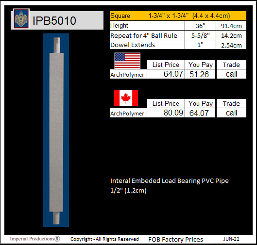 IPB5010 Straight baluster