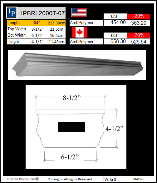 IPBRL2000T-07 Top Rail