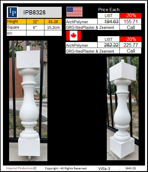 IPB8328 Villa Series 3 Baluster 32" high